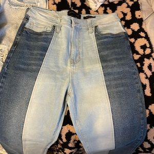 kendall and kylie babe skinny jeans patchwork two toned
